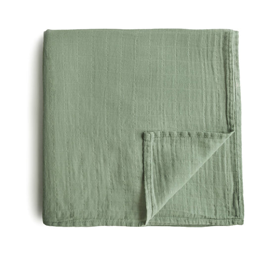 Organic Cotton Muslin Swaddle Blanket - Sage