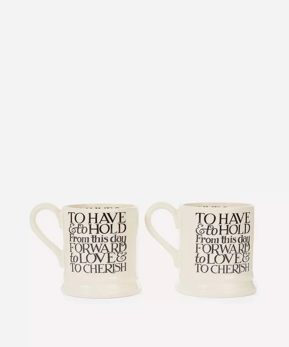 Black Toast Mr & Mrs Set Of 2 1/2 Pint Mugs Boxed