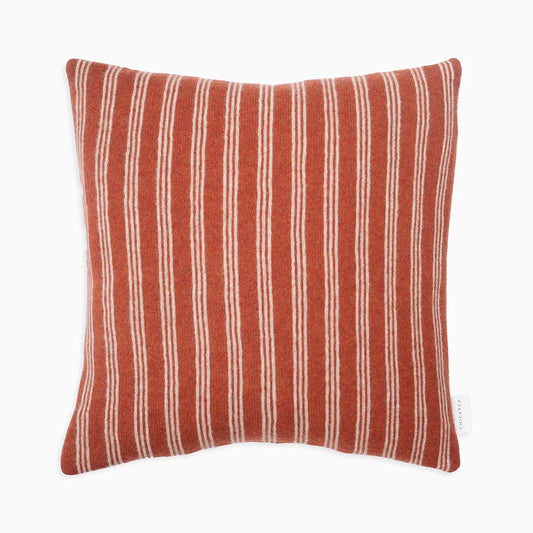 Large Rust Ticking Stripe Cushion