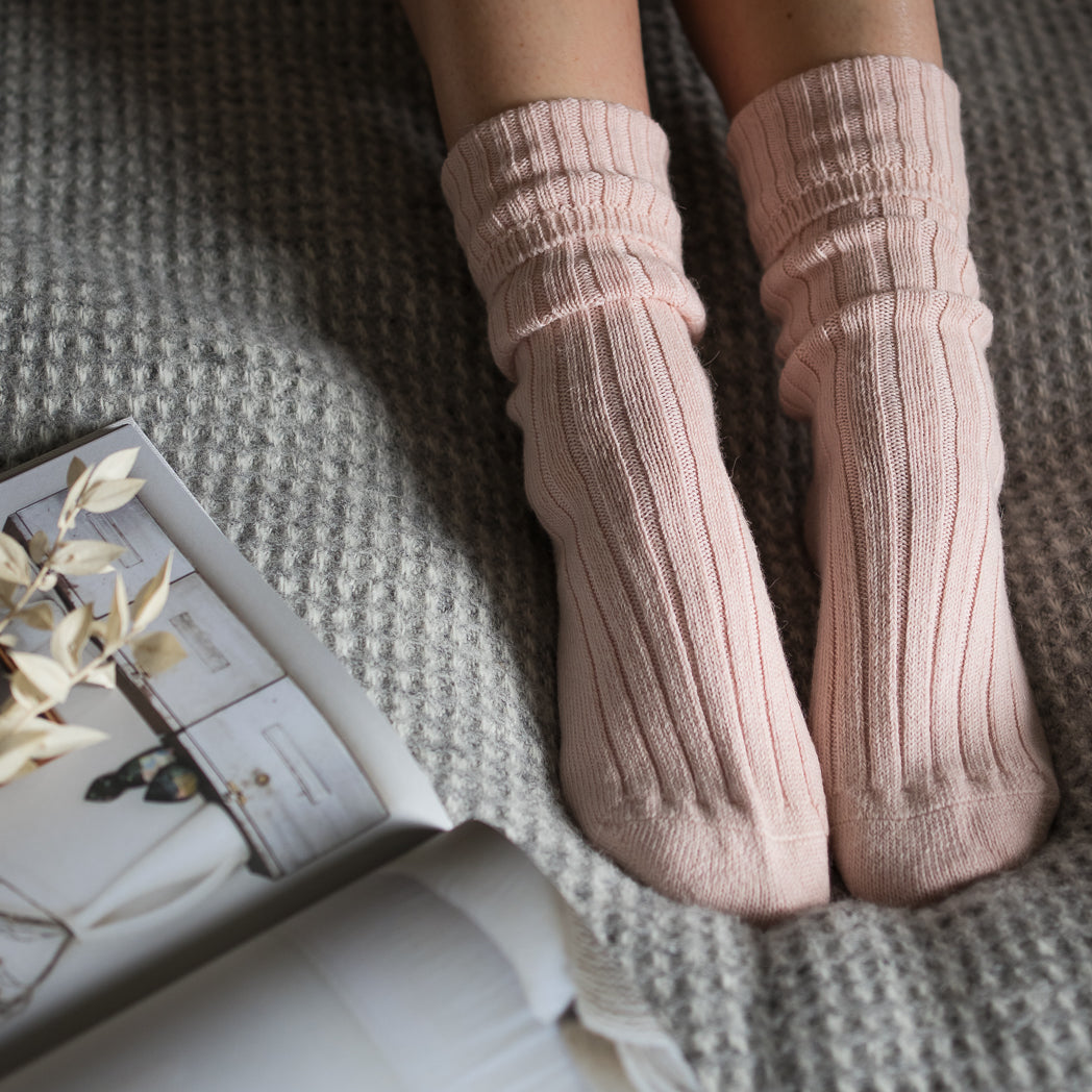 Alpaca Bed Socks Baby Pink 4-7