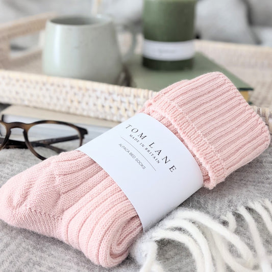 Alpaca Bed Socks Baby Pink 4-7