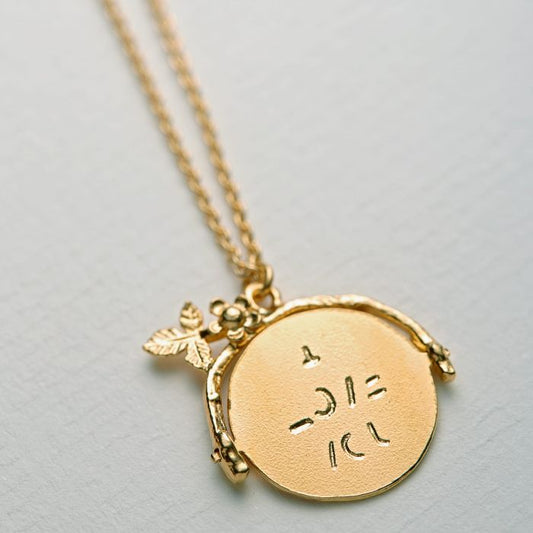 Spinning Disc 'I Love You' Necklace - Gold Plate