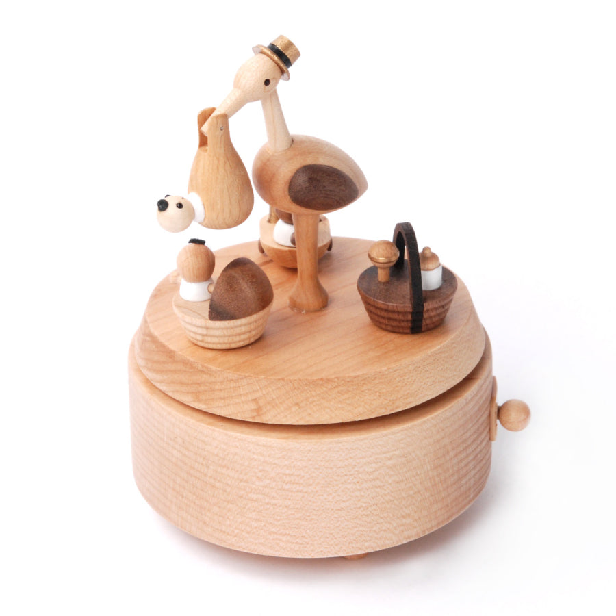 Baby Stork Delivery Music Box